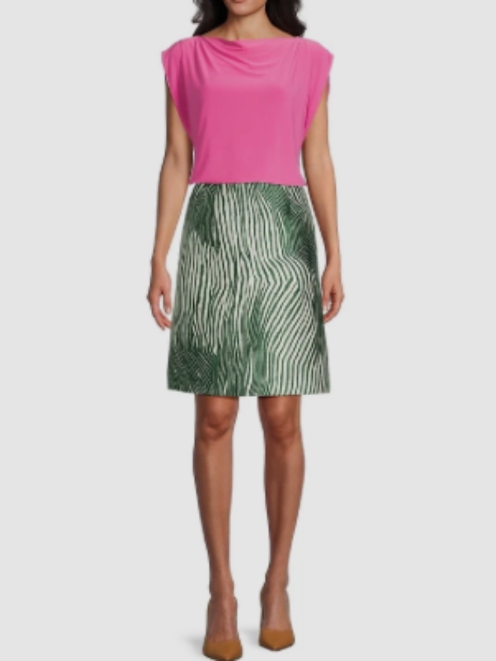 Preston & York Dalia Skirt Sz 8 Green Cream Zebra Print NWT